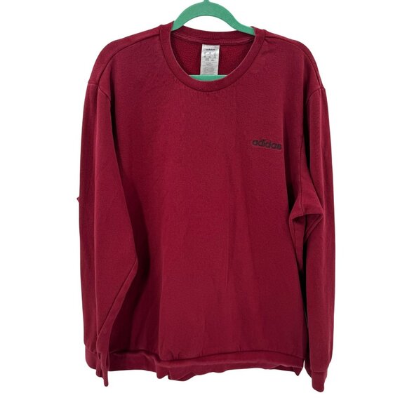 Adidas Mens Maroon Crewneck Sweatshirt 2XL Cotton Blend Casual Warm Pullover - Picture 1 of 6